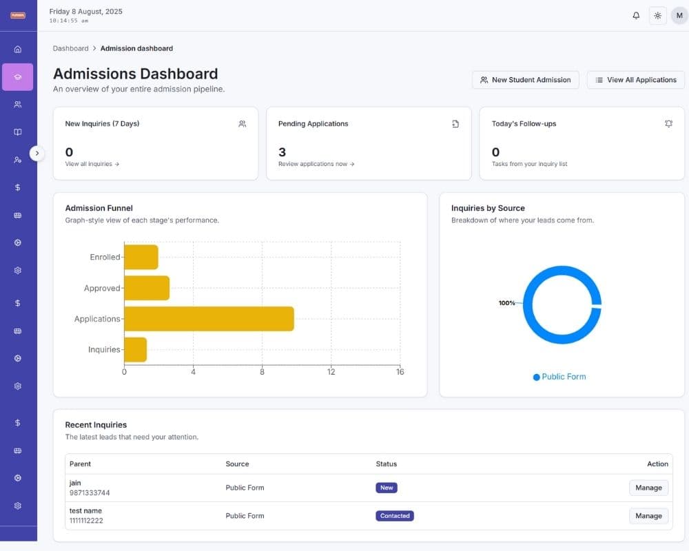 Admissions & Lead Management screenshot