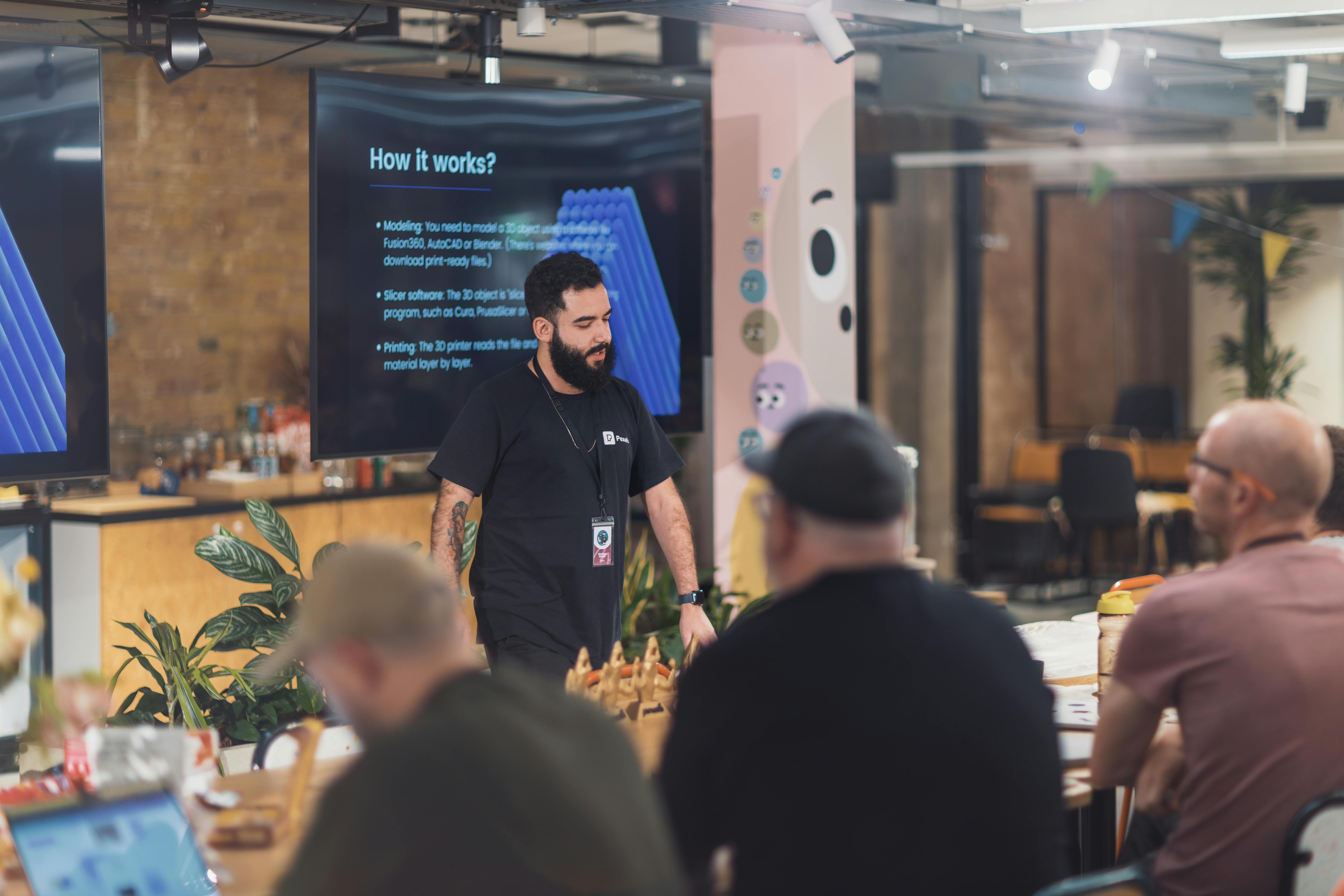 Team collaboration during a business presentation